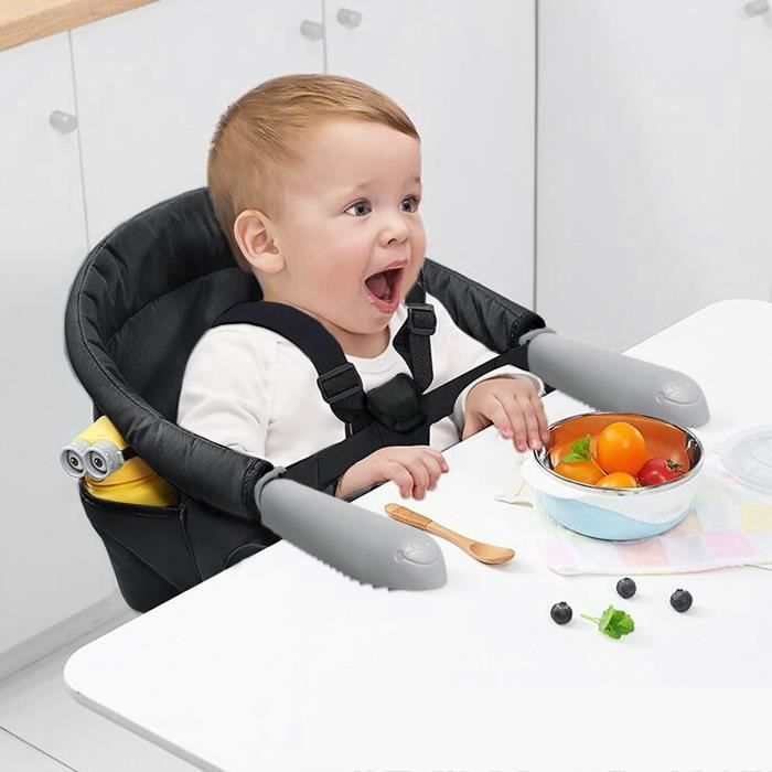 YRHOME Siège de table siège pliable siège bébé siège bébé siège bébé chaise haute avec sac de rangement Noir