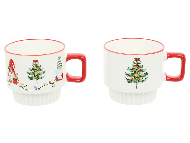 Kubek świąteczny Norni Red sztaplowany ceramiczny 350 ml mix wzorów