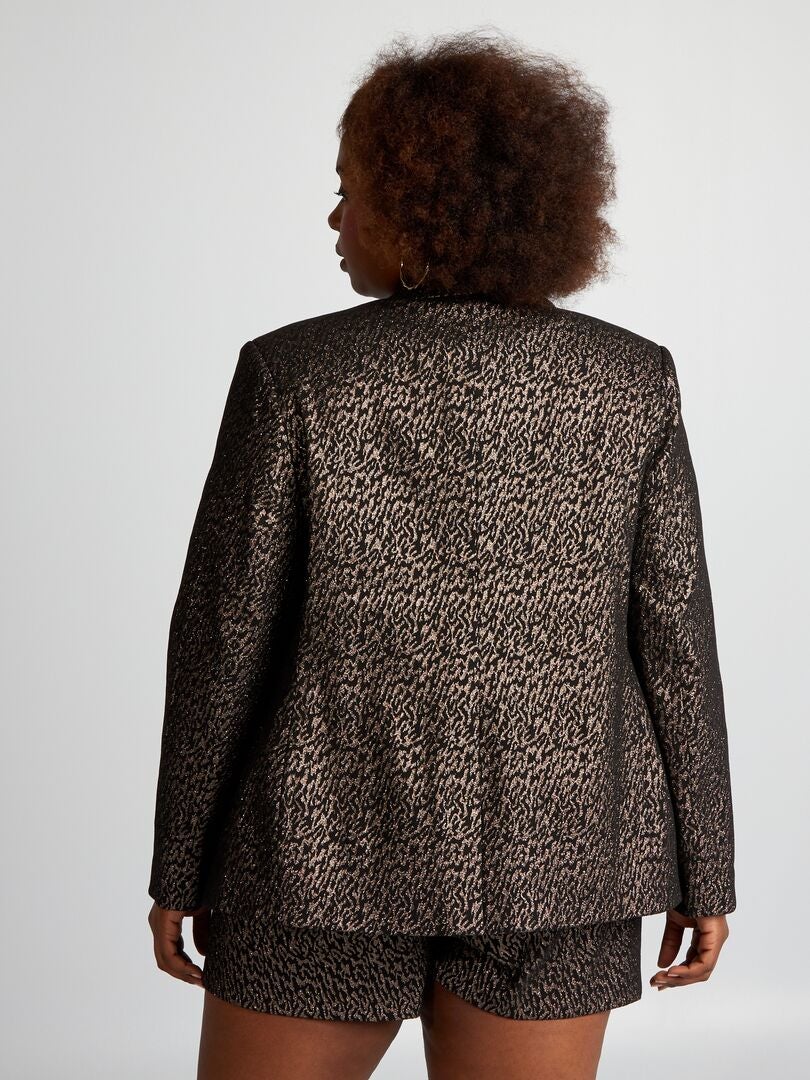 Blazer de alfaiataria com estampa de zebra em jacquard - PRETO