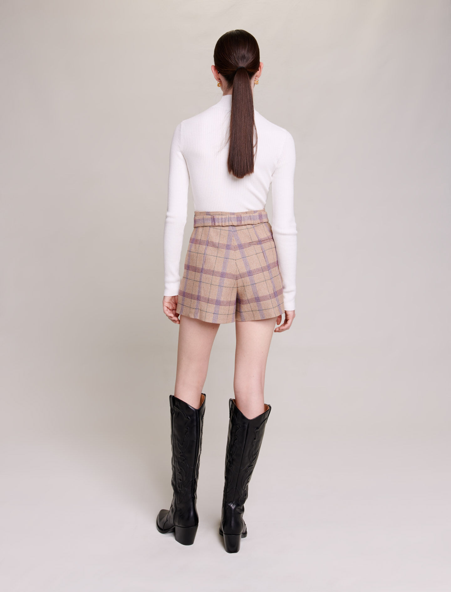 Gestructureerde shorts - Beige