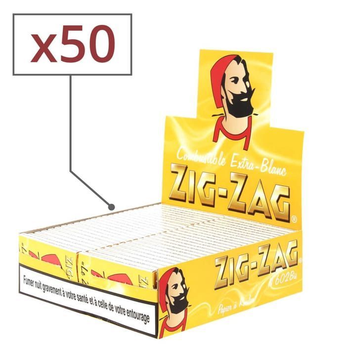 50 papeles de liar amarillos con diseño en zigzag