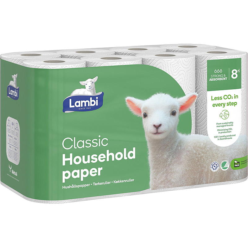 Lambi Wäschetrocknerrolle, 8er-Pack, weiß