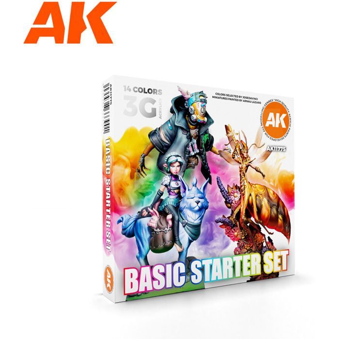 Kit de pintura - AK Interactive - Kit básico para principiantes - 12 colores - Pinceles incluidos - Multicolor