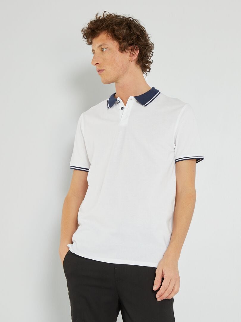 Camisa polo de algodão piqué - Branca