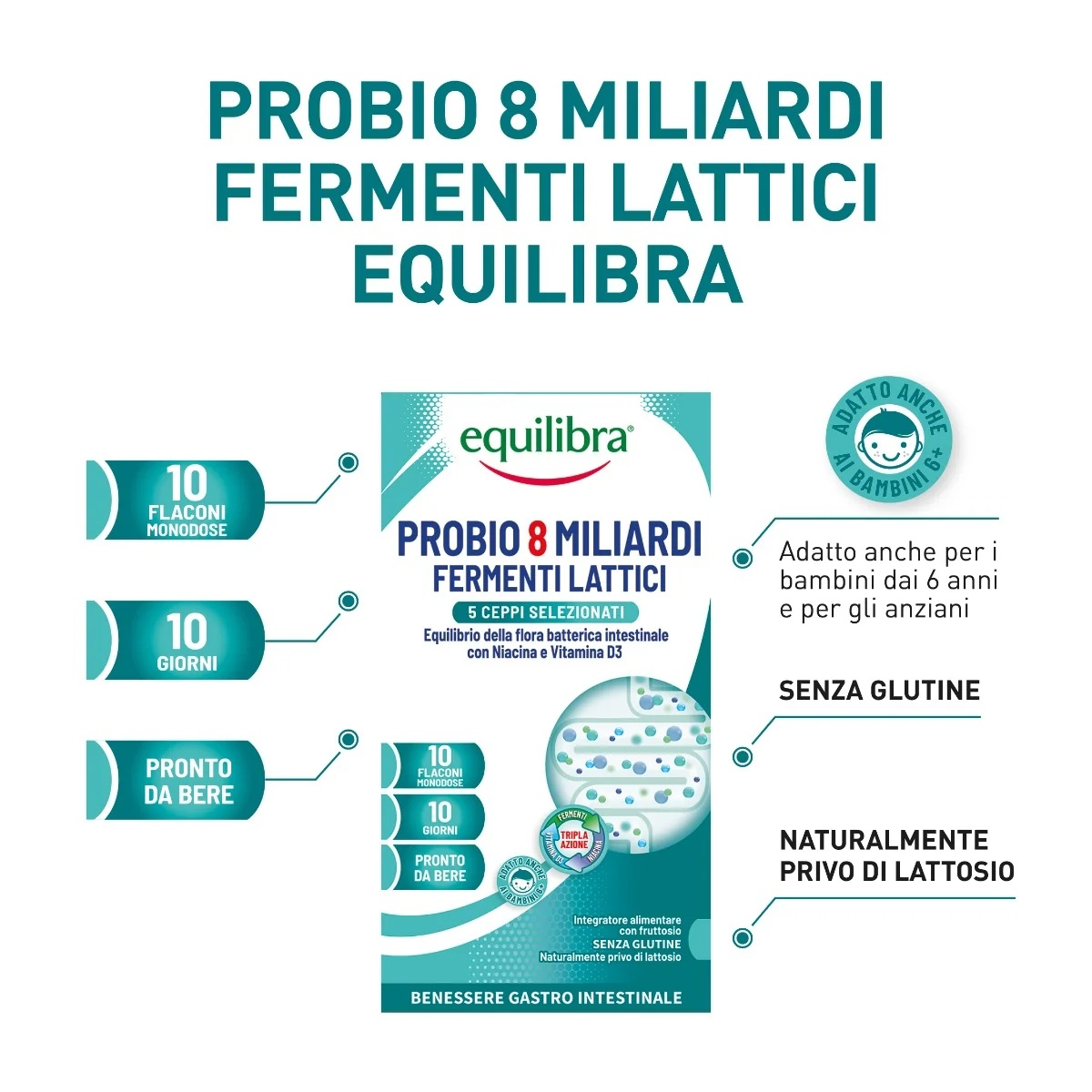 EQUILIBRA Equilibra Probio 8 milliards 10 flacons Un intestin en équilibre