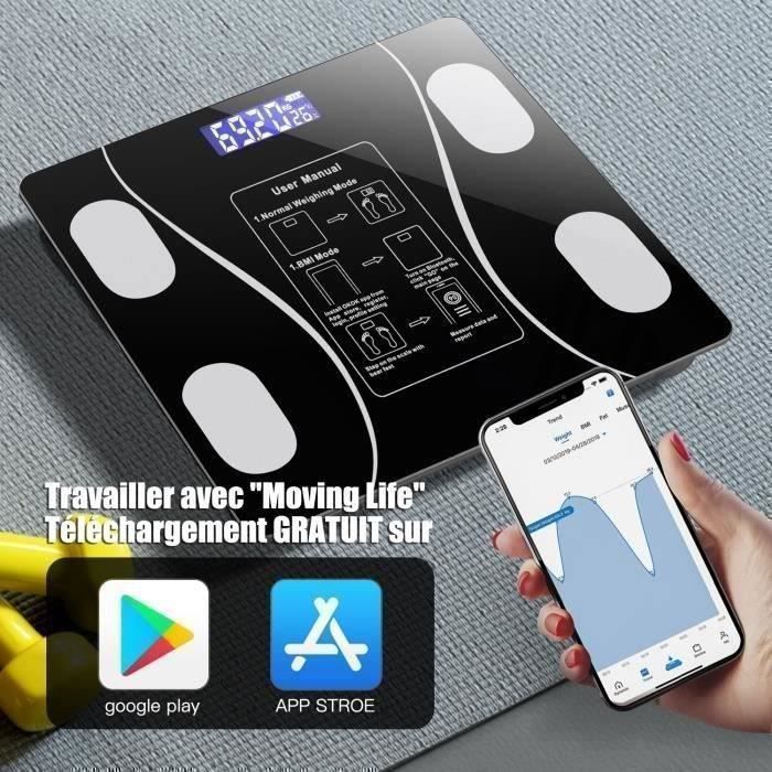Body Composition Scale, Smart Bluetooth Body Scale, USB Charging with 19 Body Data Points for iOS/Android