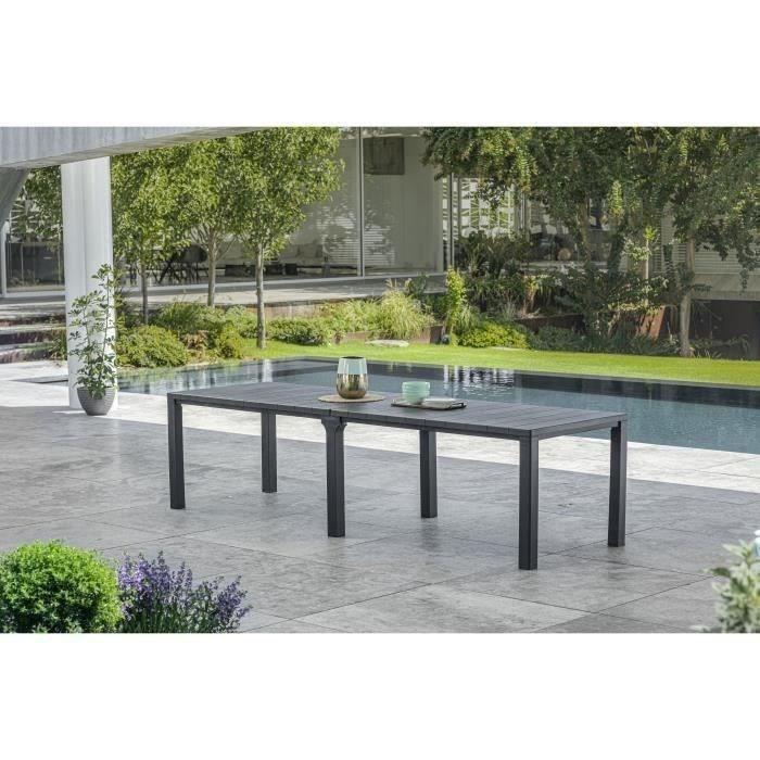 Tuintafel - Rechthoekig - Kleur: grafietgrijs - Kunsthars - Modulaire 3-in-1 - JULIE DOUBLE - Allibert by KETER