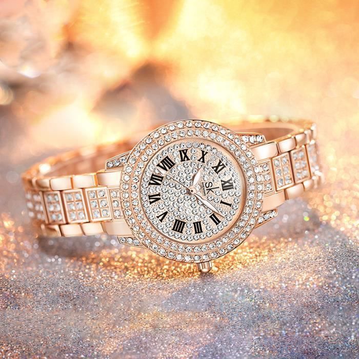 Orologi da donna di lusso firmati 2022, bracciale in oro rosa con diamanti, movimento al quarzo impermeabile, splendido orologio gioiello per donne e ragazze.