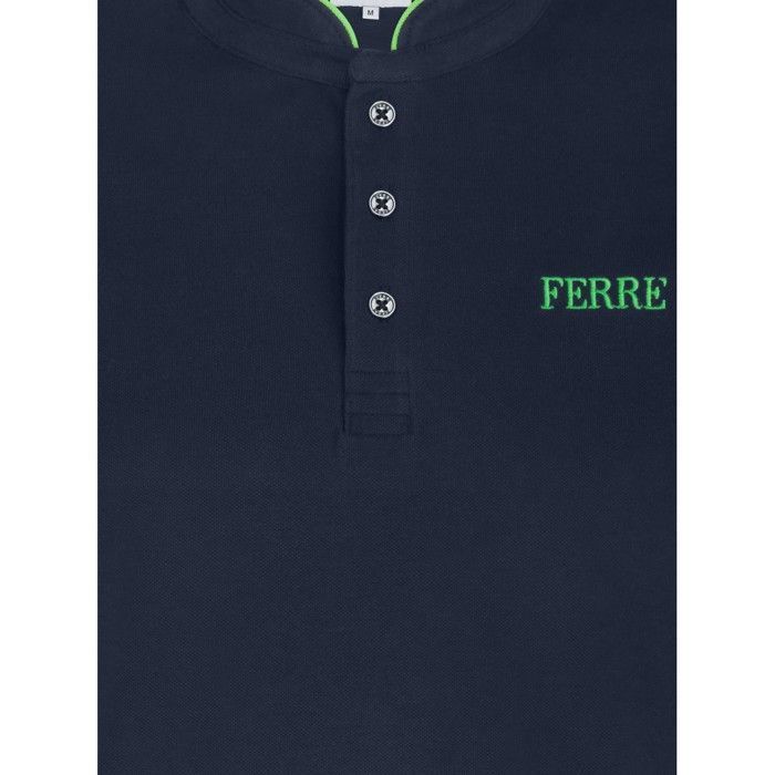 Ferre Giorgio Herren-Poloshirt mit kurzen Ärmeln und Stehkragen, Marineblau