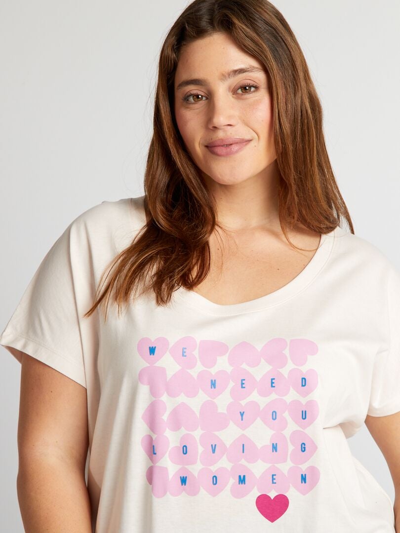 Bedrukt katoenen T-shirt - ROZE