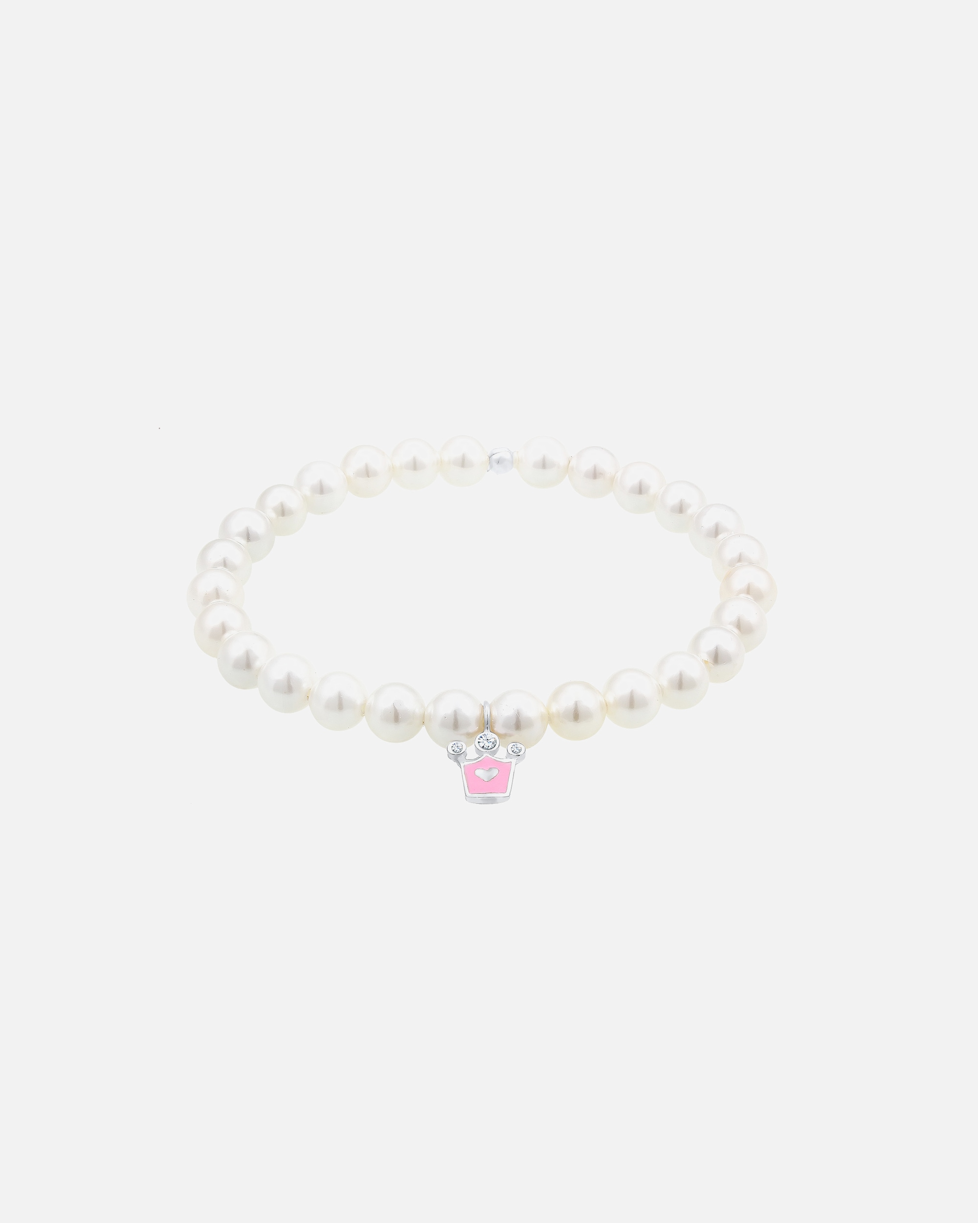 Elli Couronne Émail Pink Perles de Coquillages Cristaux Bracelet Enfants (925/1000) Argent