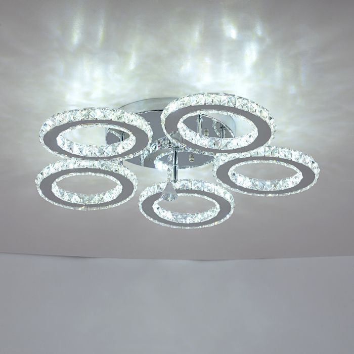 Dimbare kristallen kroonluchter LED-plafondlamp voor de woonkamer met afstandsbediening