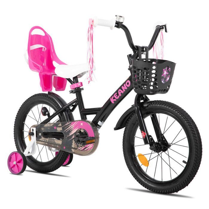 Vélo pour enfants - JOYSTAR - 14 pouces - Avec panier et roues d'entraînement -Convient aux enfants âgés de 3 à 5 ans-Adorable- Noir