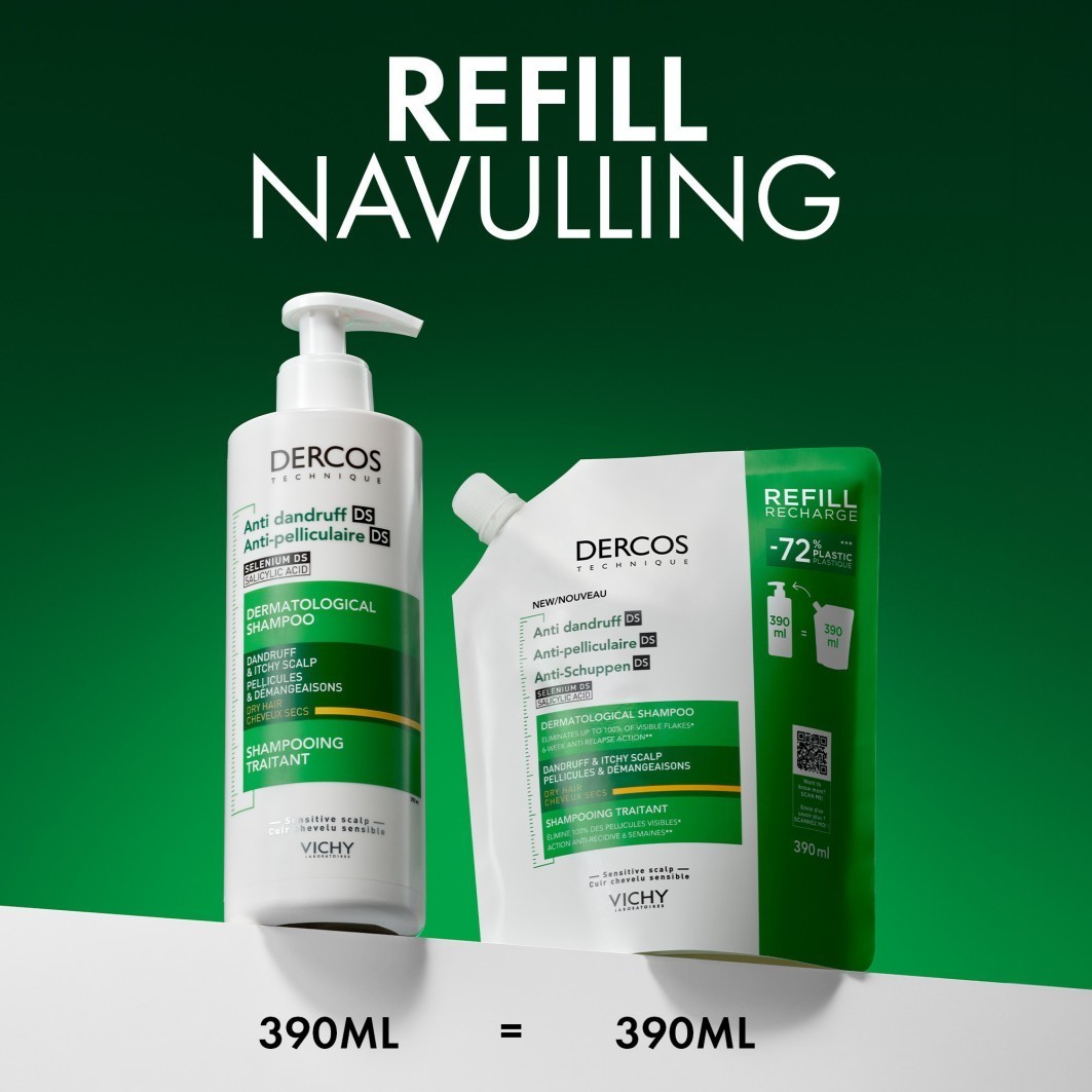 Vichy Anti-Dandruff Care Dercos pretblaugznu uzpildes komplekts – sausiem matiem – 390 ml