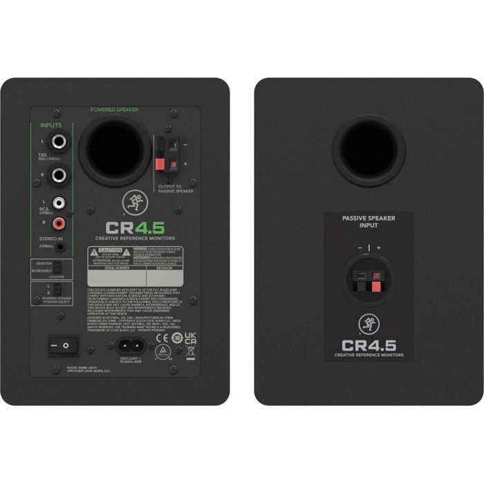 Monitores de estúdio ativos Mackie CR4.5 - Conectores TRS/RCA/mini-jack - Preto