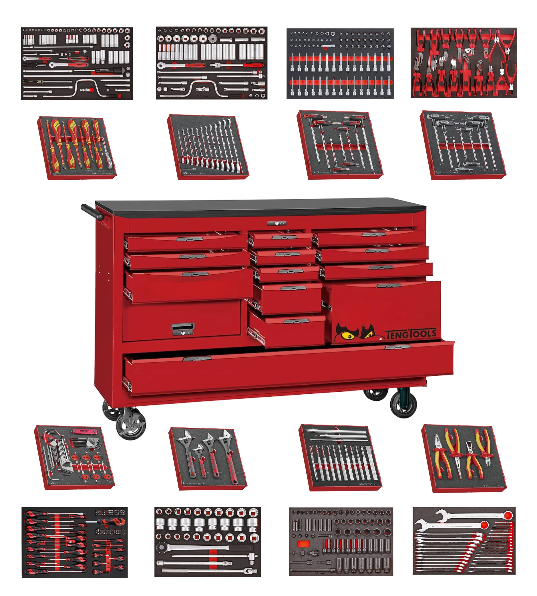 Kit d'outils en mousse EVA Juggernaut de 608 pièces de Teng Tools (170 cm de large) - TCW813UNBK-EVA