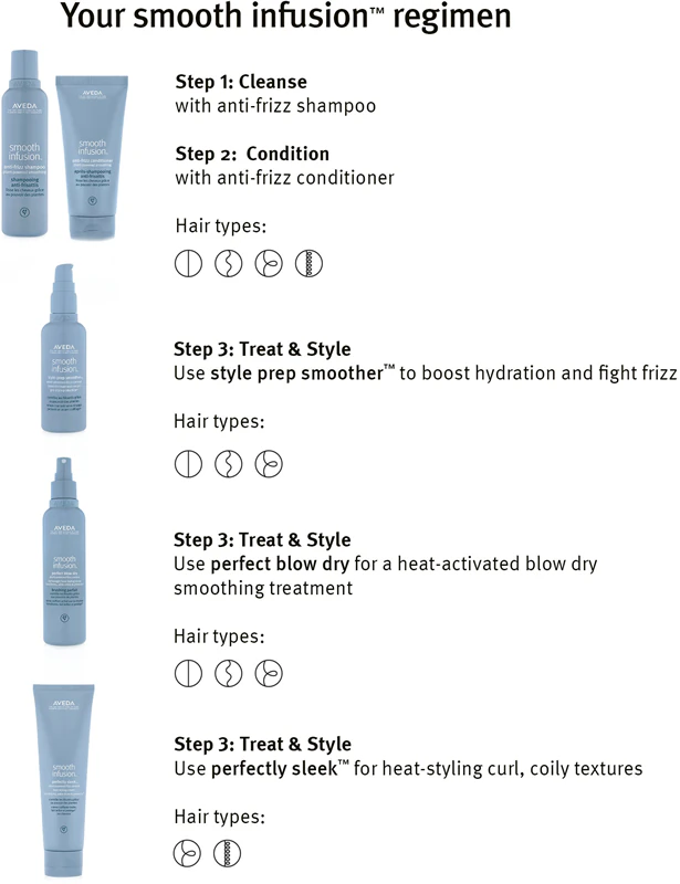 condicionador antifrizz Aveda Smooth Infusion™ suaviza o frizz e a estática dos cabelos.