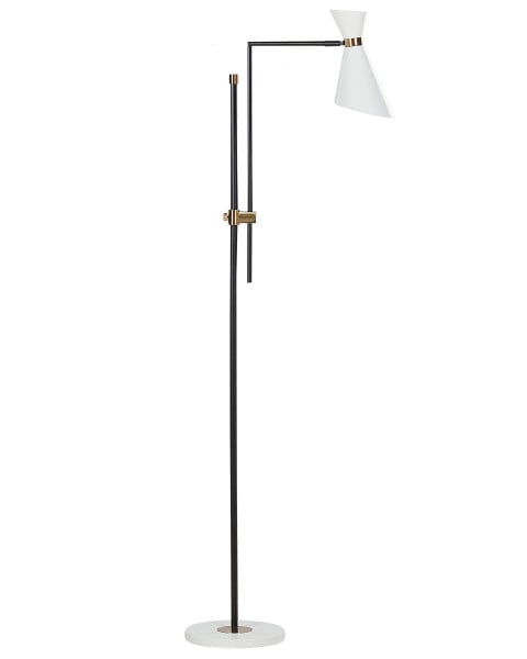 Lampa podłogowa stojąca metalowa biała