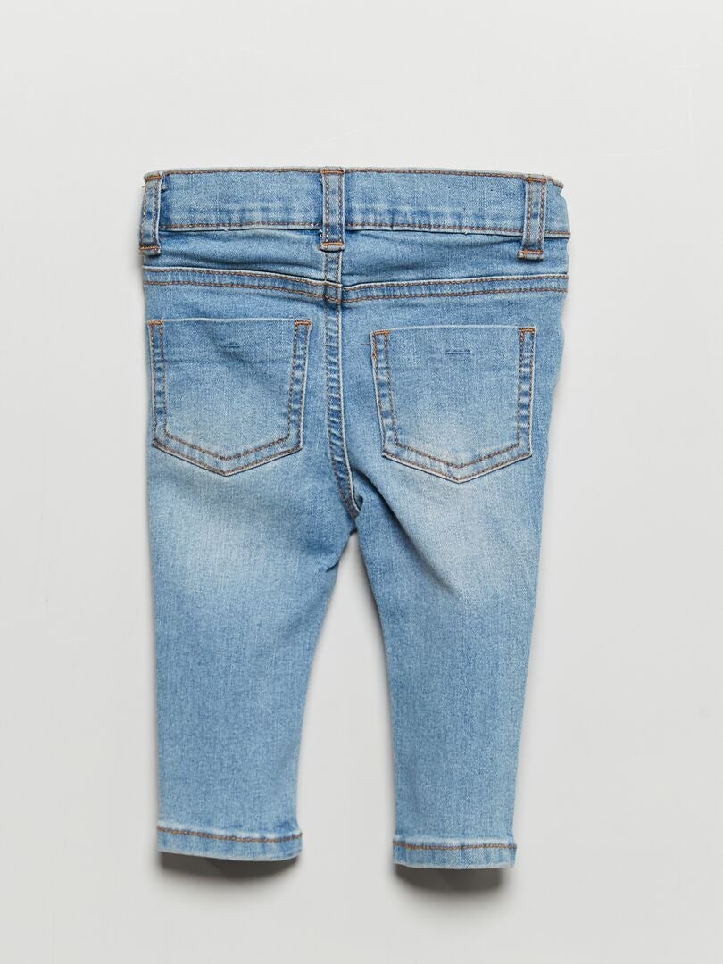 Calça jeans slim fit com elastano e cintura ajustável - AZUL