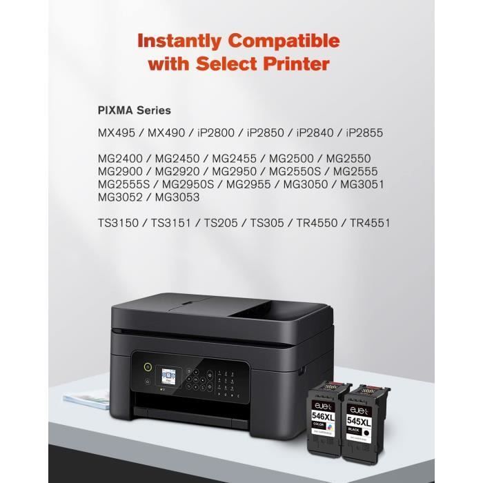 545 546 XL EJET Remanufactured Ink Cartridges 2 Pack Compatible for Canon PG-545XL/CL-546XL for Pixma TR4550 TS3150 MX495