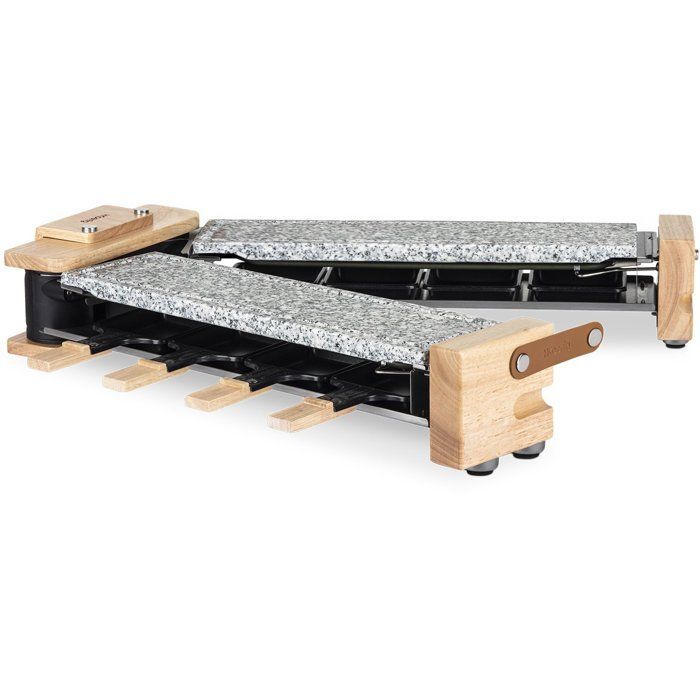 Raclette grill - HKOENIG - WOD362 - 1400 W - Serves up to 8 people - Rotating base - Wooden design