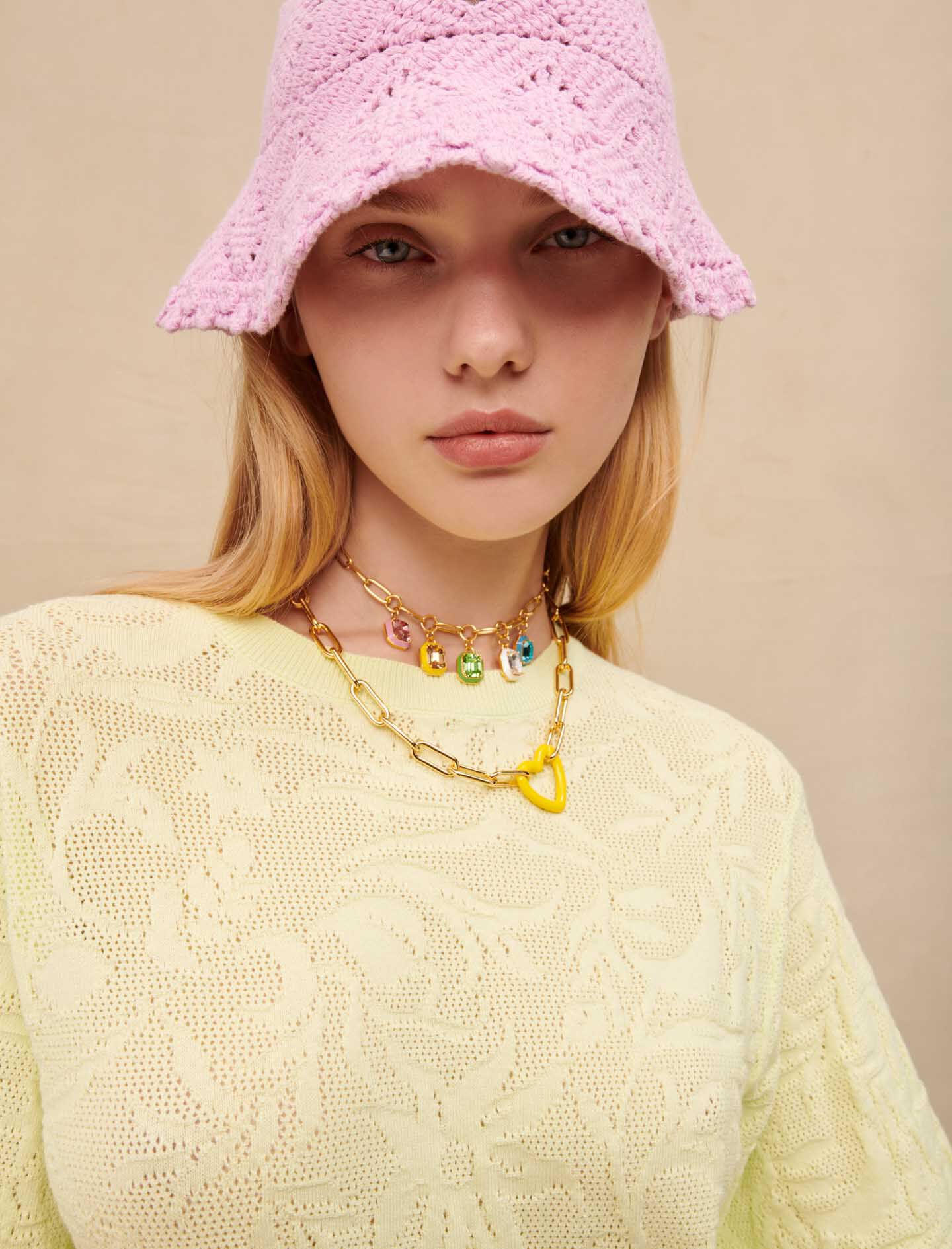 Gele hartketting