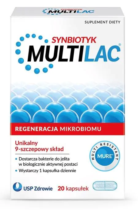 Multilac Suplement diety zawierający żywe kultury bakterii, 20 kaps.