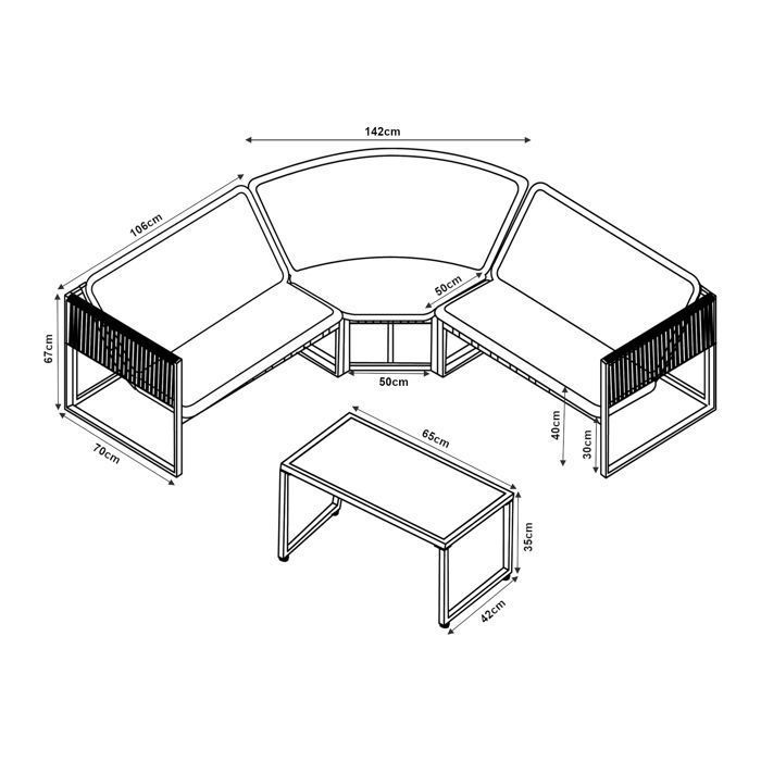 Muebles de jardín de ratán gris oscuro Karg