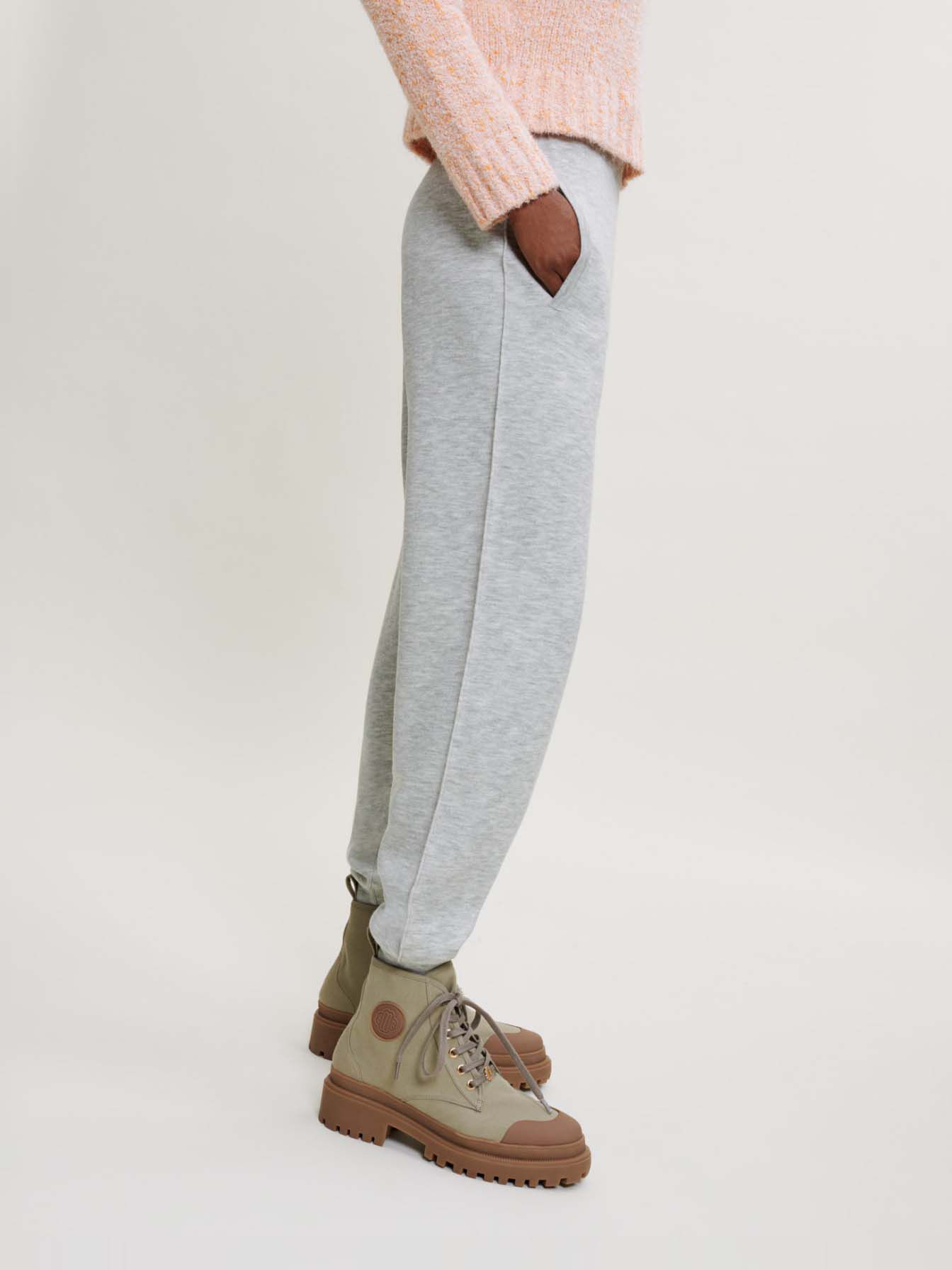 Pantaloni de trening din fleece melanj - Gri
