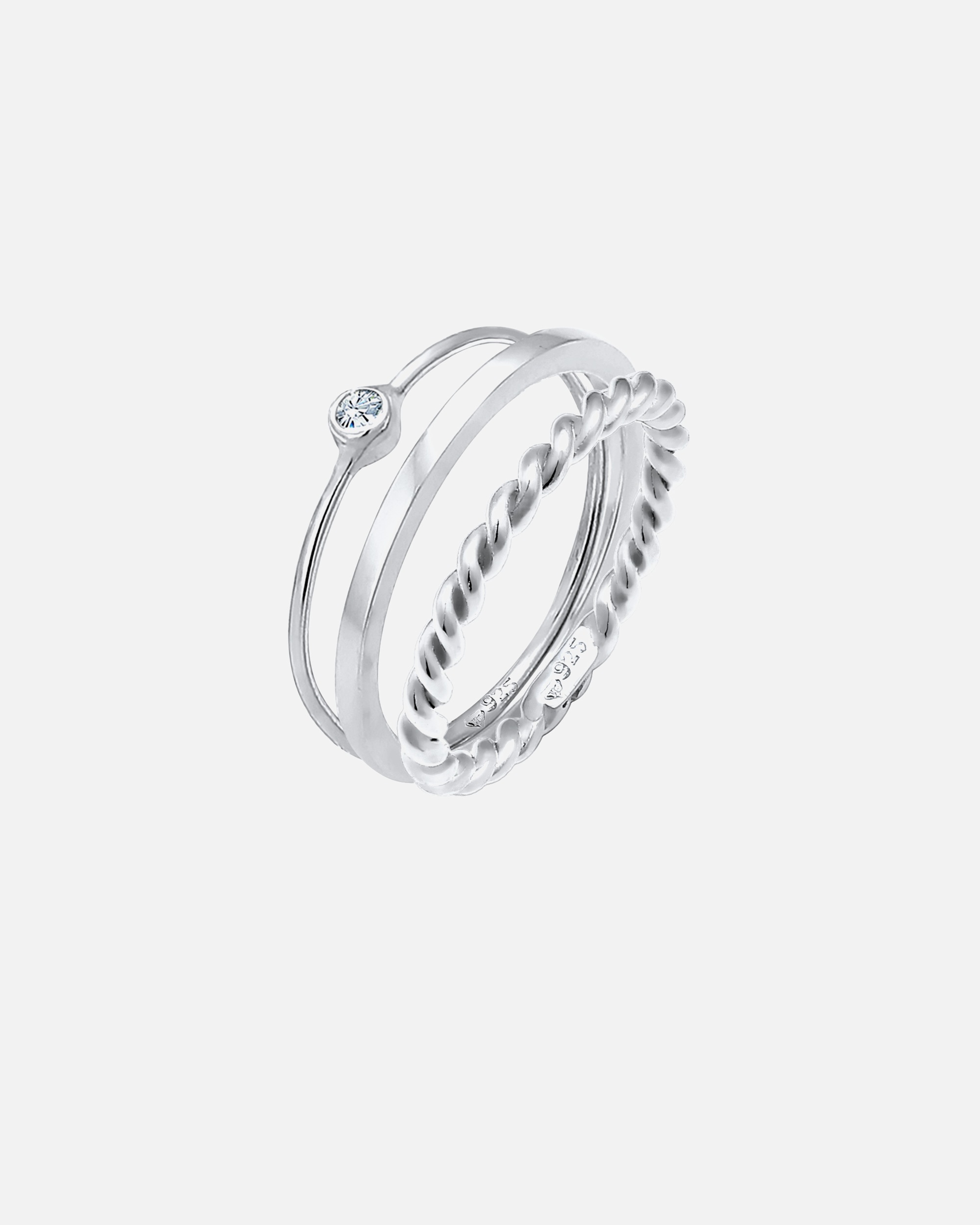 Elli Femmes Set Solitaire Basic Torsadé avec Cristal en argent sterling 925