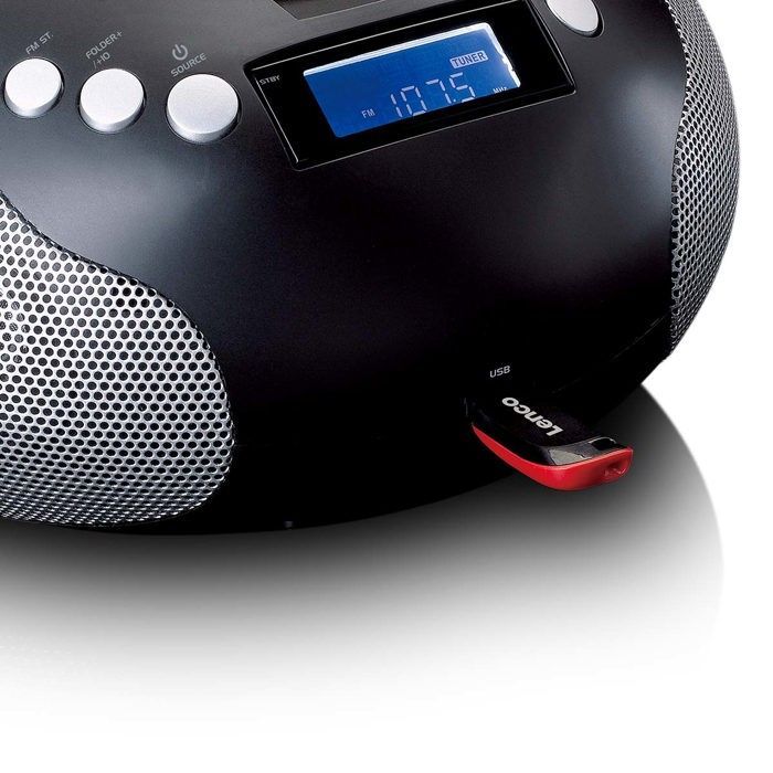 Lenco SCD-331BK - Radio portátil y reproductor de CD/MP3 con USB y Bluetooth® - Funciona con pilas o conectado a la corriente.