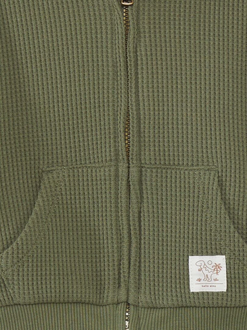 Hoodie met honingraatprint - GROEN