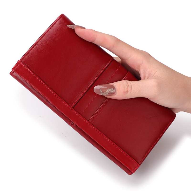 Portafoglio da donna in vera pelle, portamonete femminile con chiusura lunga, pochette Portomonee, pratico porta carte per ragazze