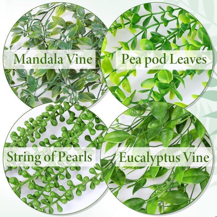 Lot de 4 Plantes Artificielles Tombantes avec Pot - Fausse Plante Verte Suspendue - pour Intérieure Extérieure Décoration