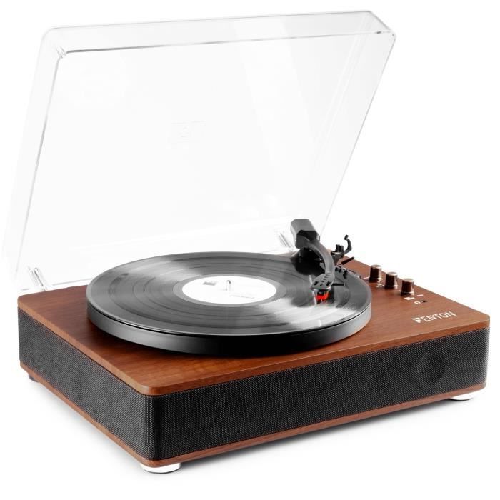 Platine vinyle rétro hifi Fenton RP162D avec Bluetooth et haut-parleurs - Marron / Bois Noyer