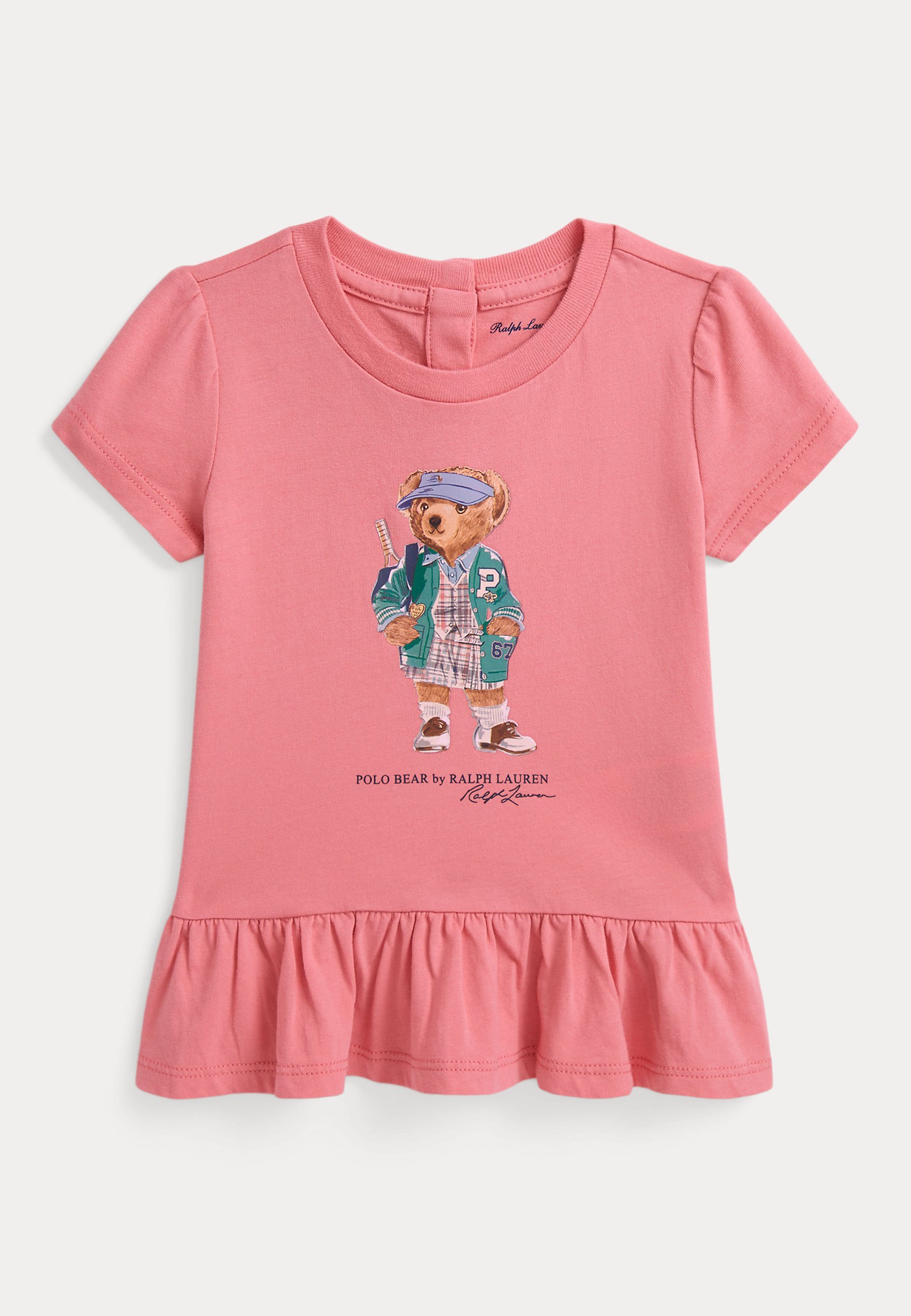 Polo Ralph Lauren POLO BEAR T-SHIRT EN JERSEY DE COTON À PEPLUM - Imprimé pivoine délavée