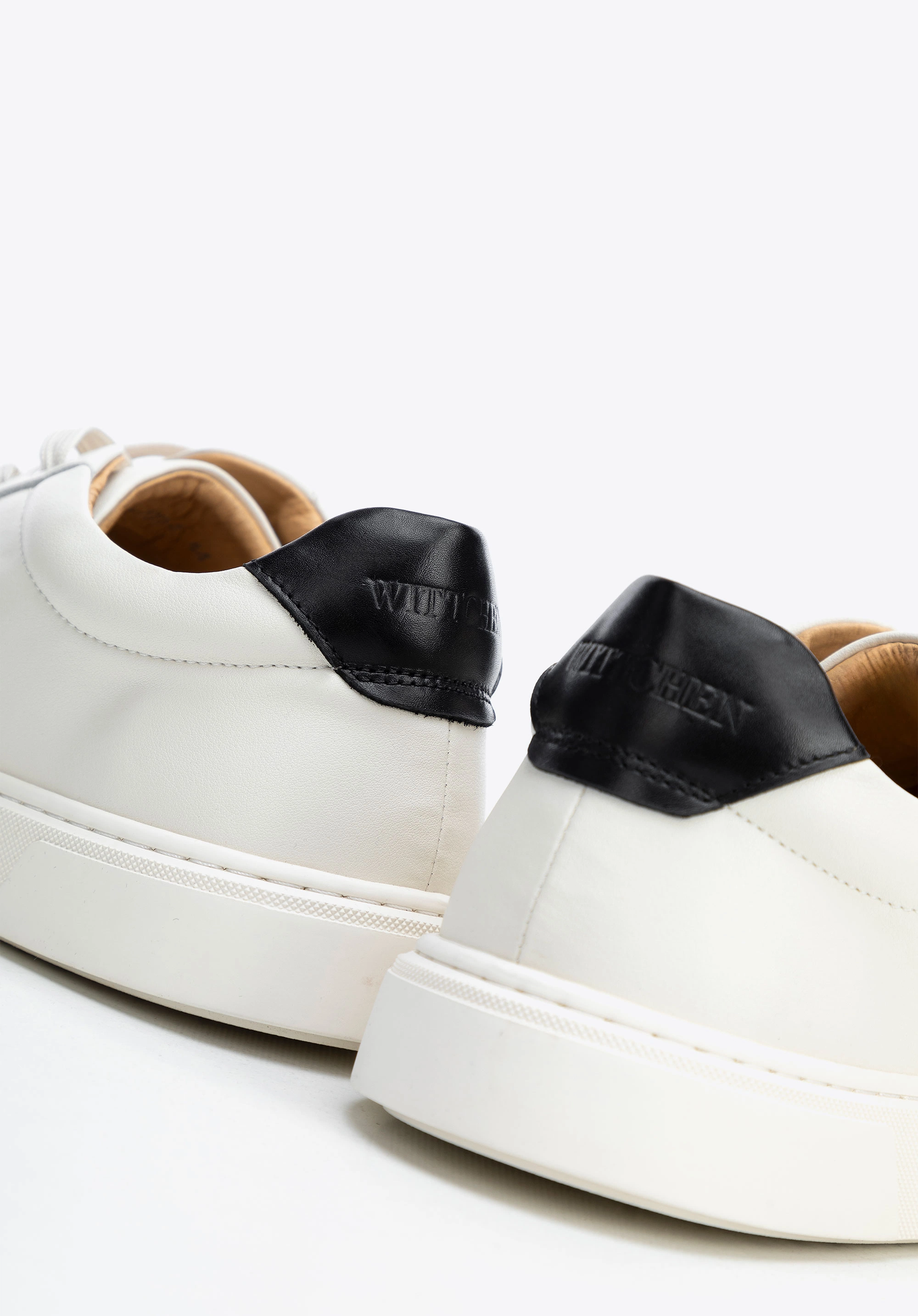 Męskie sneakersy ze skóry dwukolorowe biało - czarne