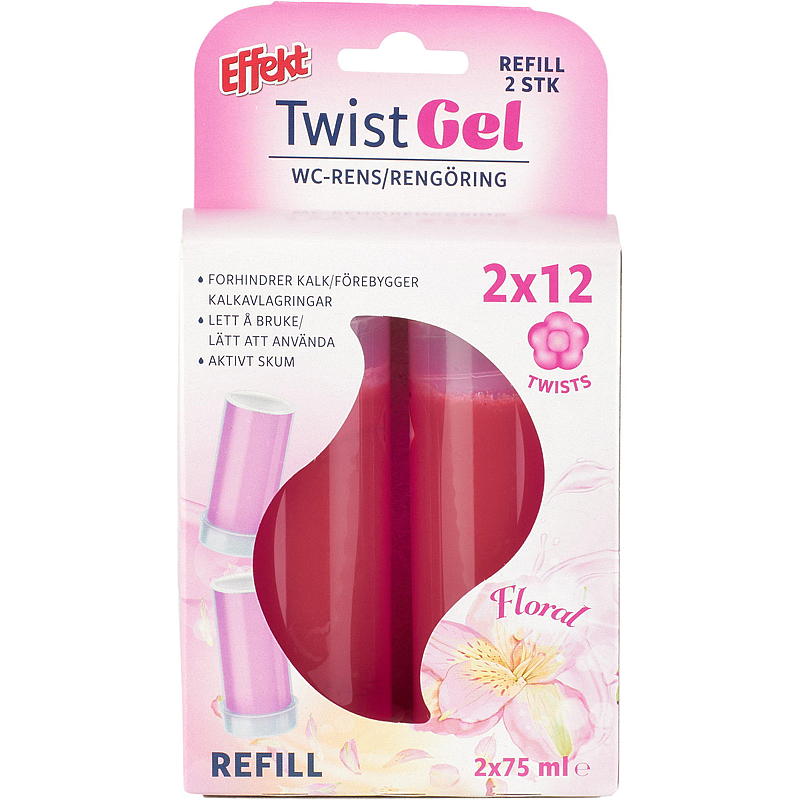 Efecto limpiador de inodoros en gel Twist, 2 recambios, efecto floral
