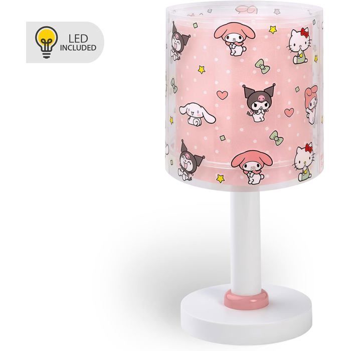 Lampe chevet/table enfant Hello Kitty/My Melody/Cinnamoroll/Kuromi, LED 4W, ampoule incluse