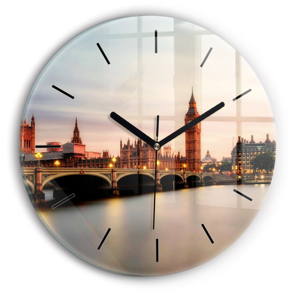 Zegar szklany ścienny do salonu Big Ben panorama Londynu
