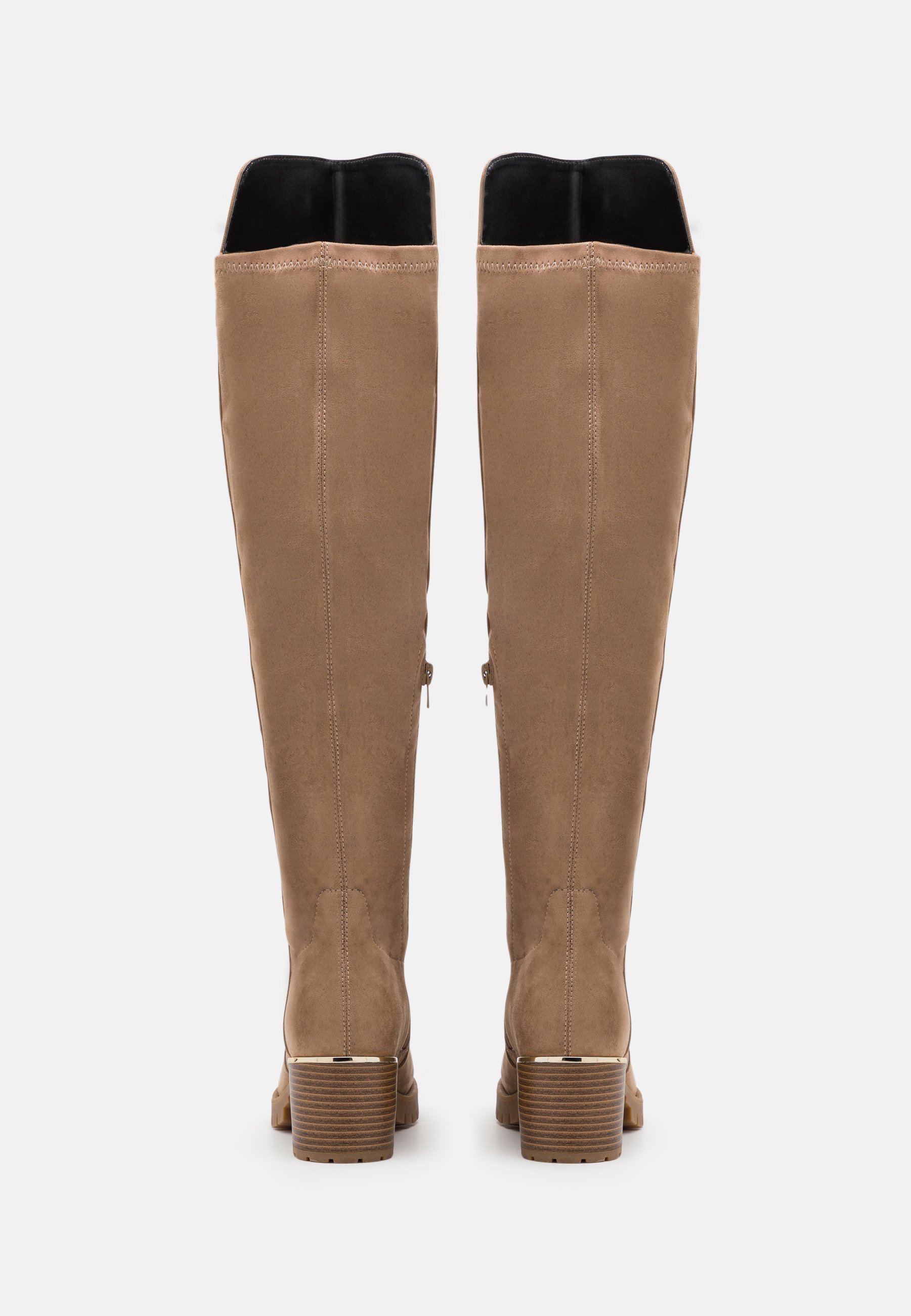 Anna Field overknee laarzen met wijde pasvorm - beige