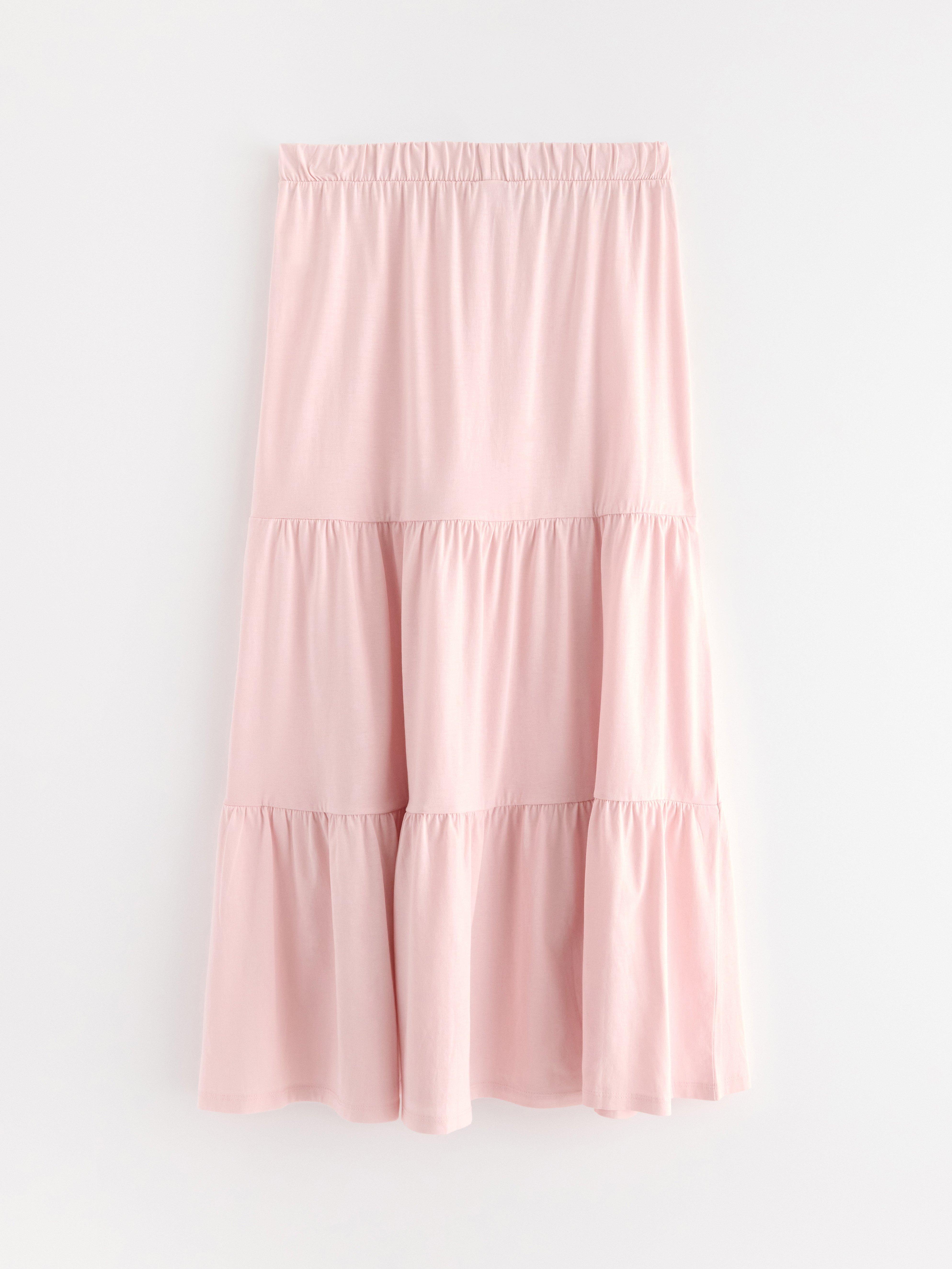 Gonna lunga in jersey rosa chiaro
