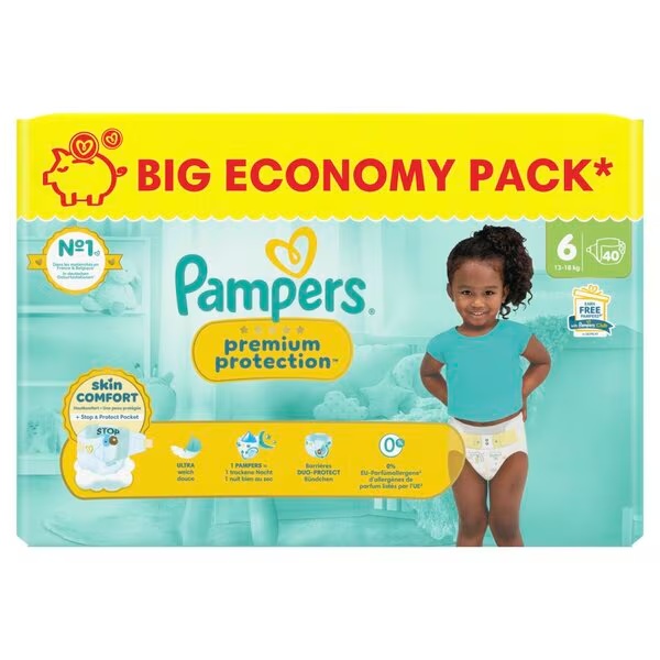 „Pampers Premium Protection“ 6 dydžio sauskelnės<br>6 dydis (13–16 kg), 40 vnt.