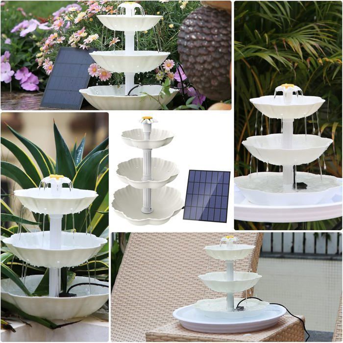 Fuente decorativa AISITIN DIY - Fuente solar de 3,5 W - Uso exterior - Baño para pájaros - Desmontable - Muebles de jardín