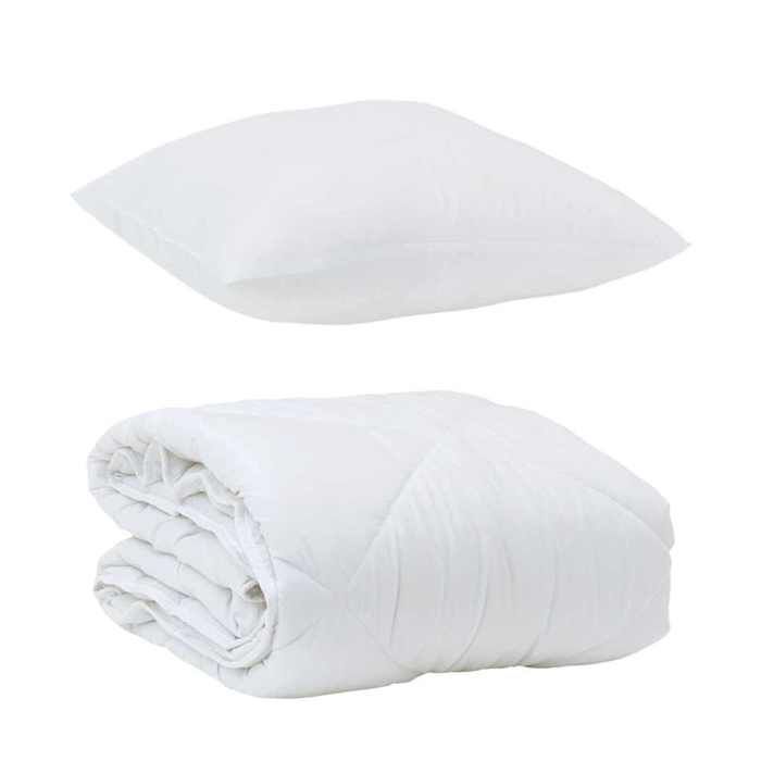 vidaXL Juego de edredón para todas las estaciones con almohada, 2 piezas, microfibra blanca, ropa de cama de lujo, diseño rectangular moderno, 3376532