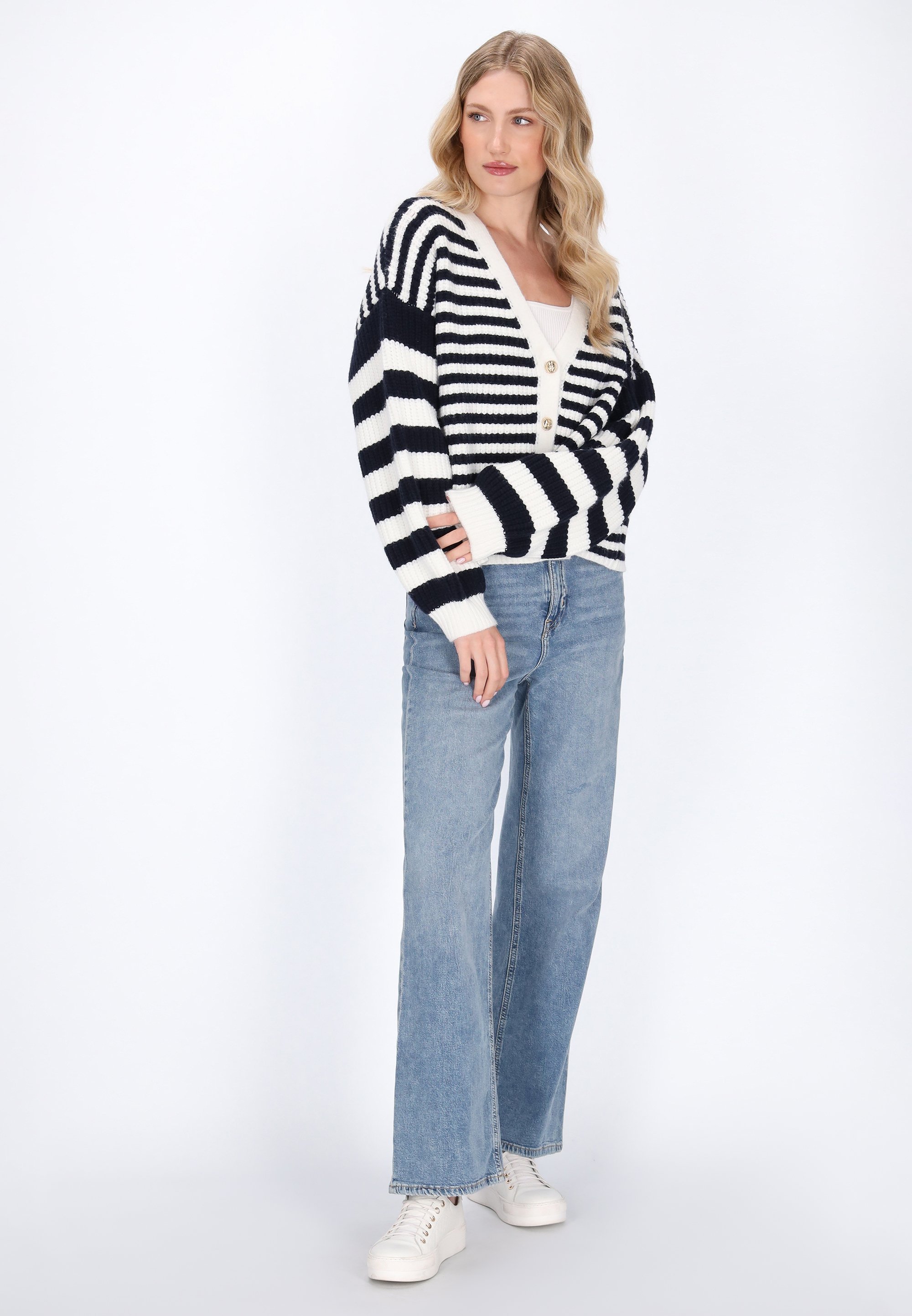 Cardigan DreiMaster - blu navy bianco sporco