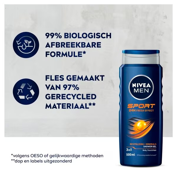 NIVEA Men Sport 24H Fresh Effect gel za prhanje<br>500 ml - Normalna koža