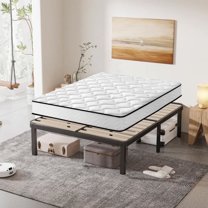 Conjunto de colchón y base de cama de 140x190cm - Frixovel Cama de 140x190 con base y colchón - Colchón de 140x190x16 - Base de cama de 140x190