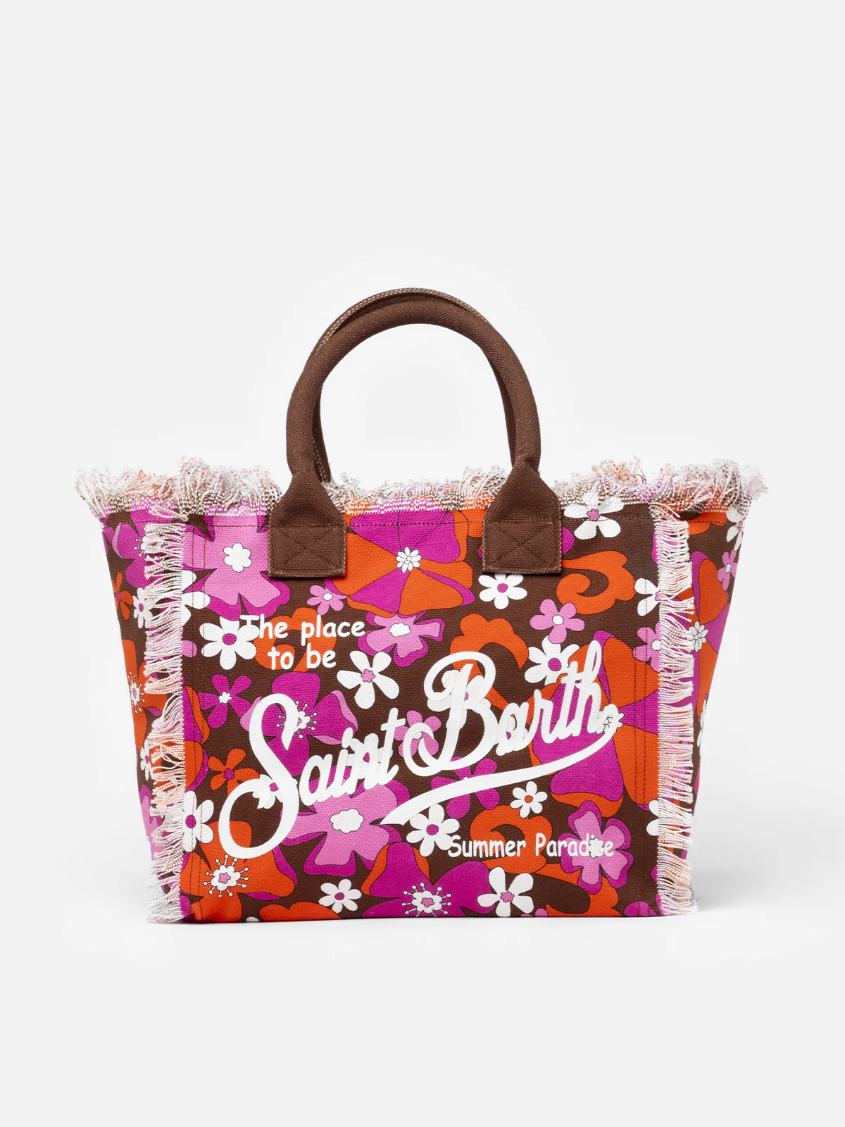 Bolsa de lona de algodão com estampa floral retrô