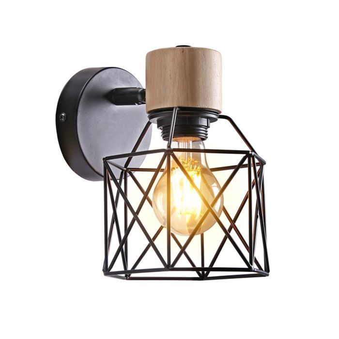 Aplique de pared industrial, lámpara de pared metálica vintage, casquillo E27, lámpara de pared para interiores, ideal para sala de estar, restaurante o pasillo.